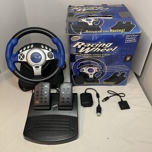Intec Racing Steering Wheel & Pedals - PS1, PS2, Xbox, Game Cube-Tested And Work